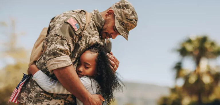 Military service member with child